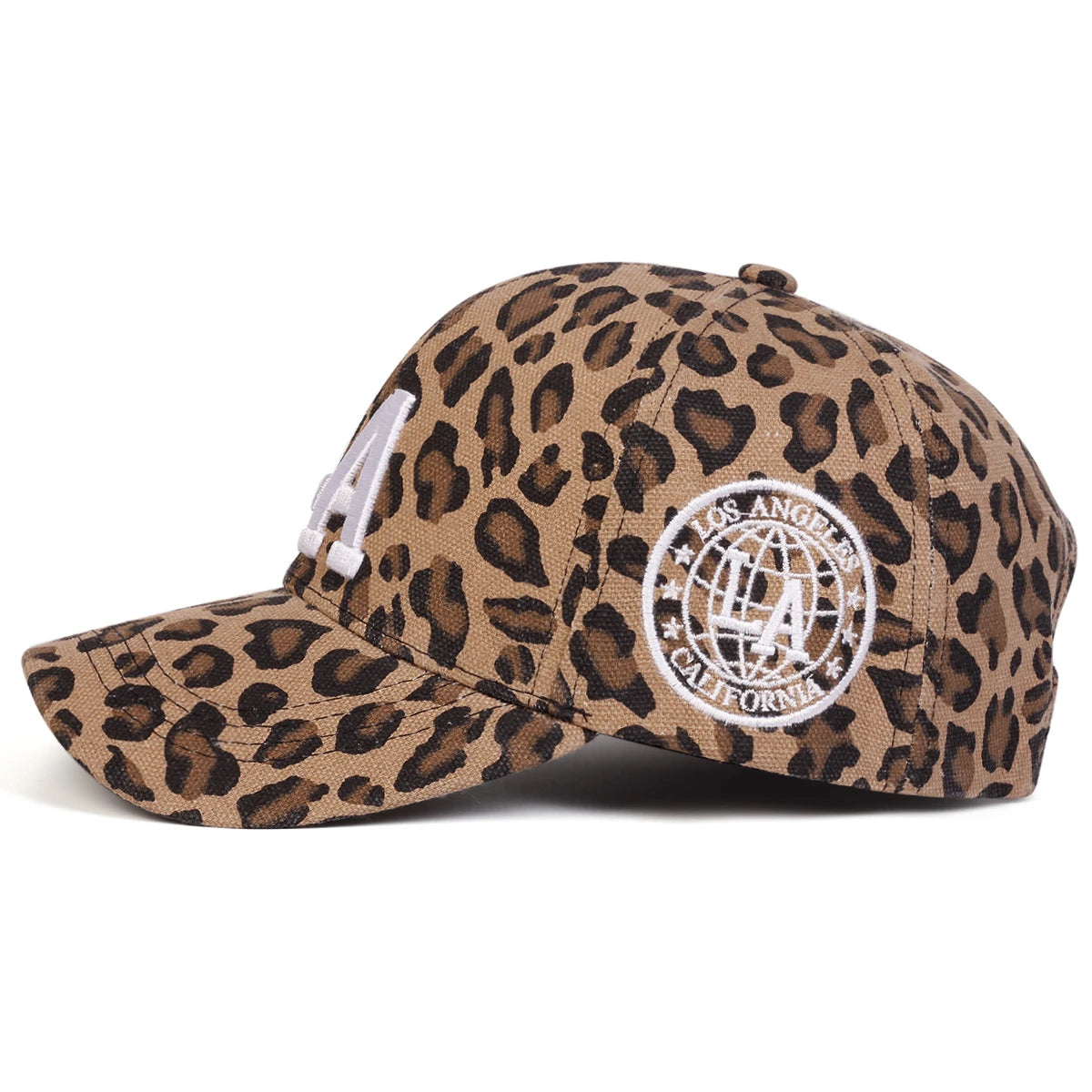 Unisex La Letter Embroidery Leopard Print Baseball Caps