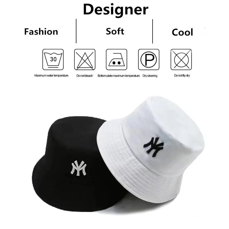Unisex Letter Embroidery Personality Two-Sided Bucket Hats Fishermen Caps