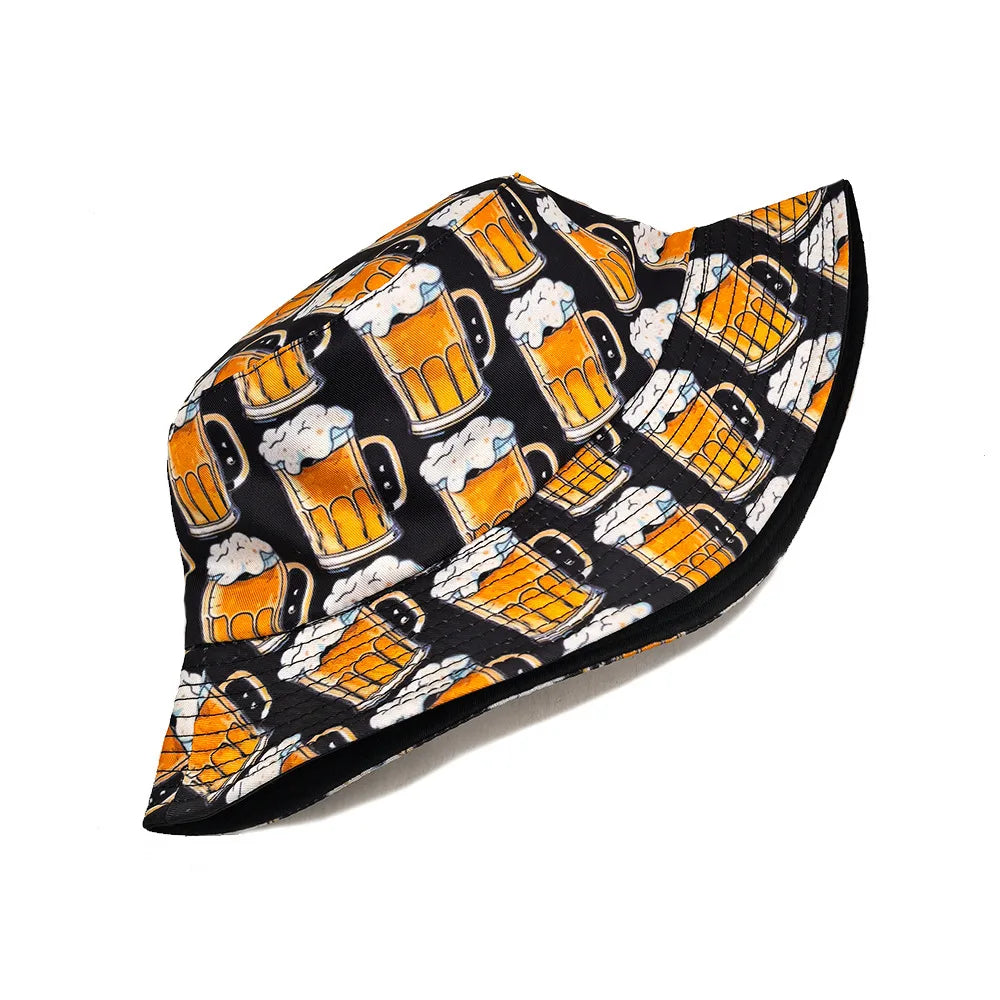 Cartoon Beer Bucket Hat Beer Printing Pattern