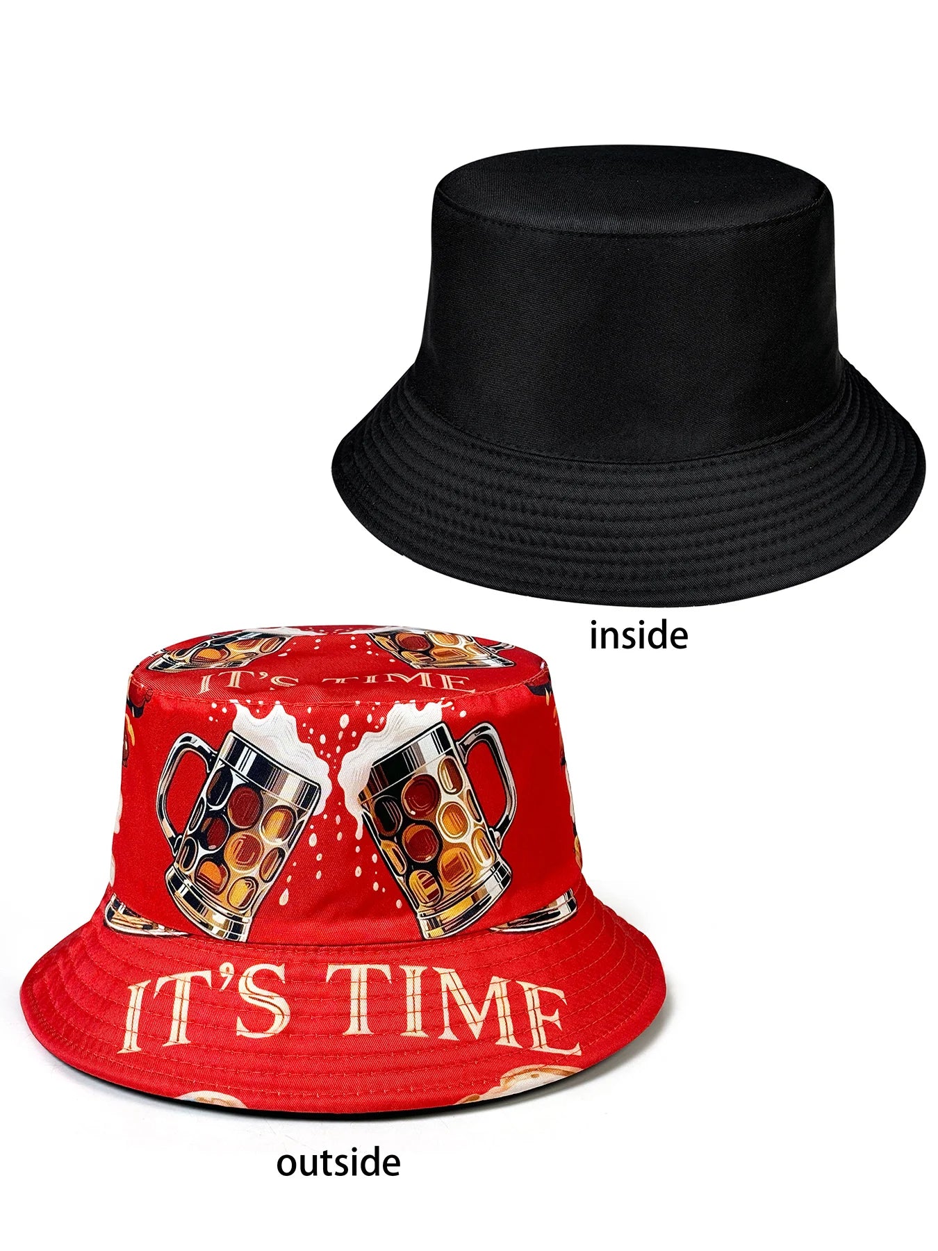Beer Cheers 3D Graphic Reversible Bucket Hat