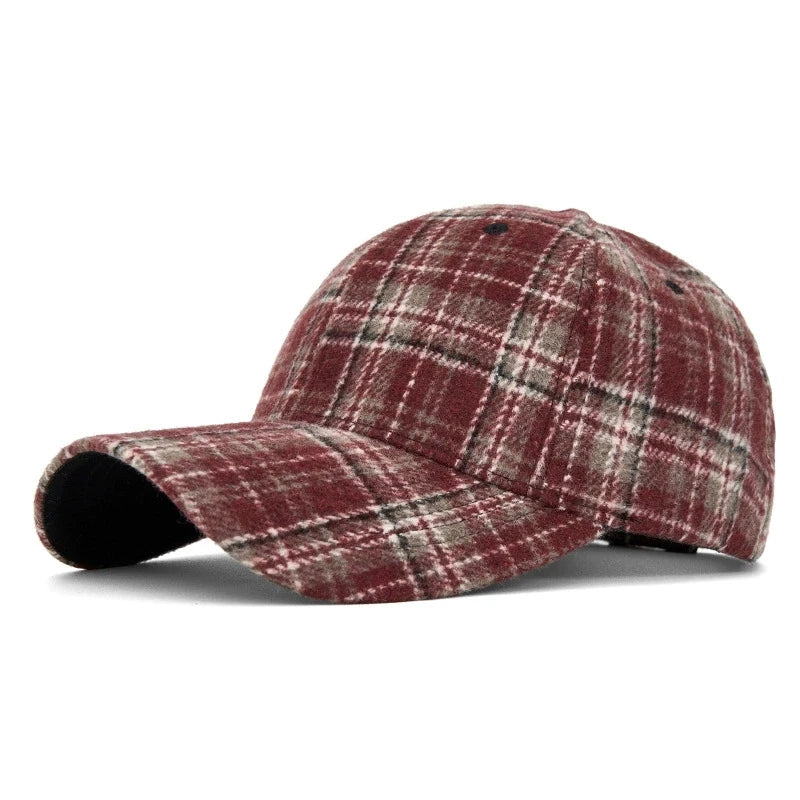 Hats For Men And Women New Classic Plaid Baseball Cap Hard-Brimmed Face-Slimming