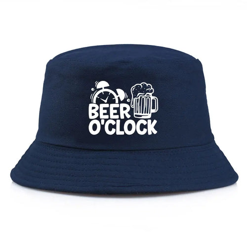 Beer O’Clock Print Bob Double-Sided Bucket Hat Casual Fashion Fisherman Cap