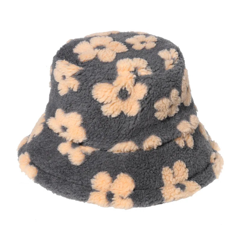 Winter Bucket Hat Women's Fashion Leopard Panama Warm Hat For Women