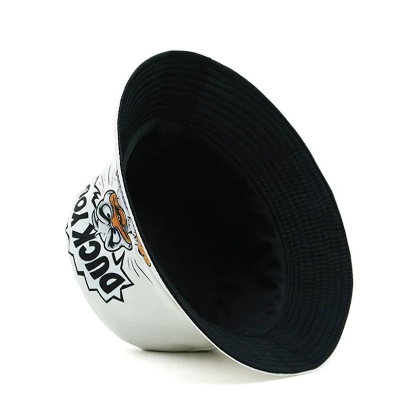 Cartoon Duck Print Bucket Hat Letter Pattern For Men Woman