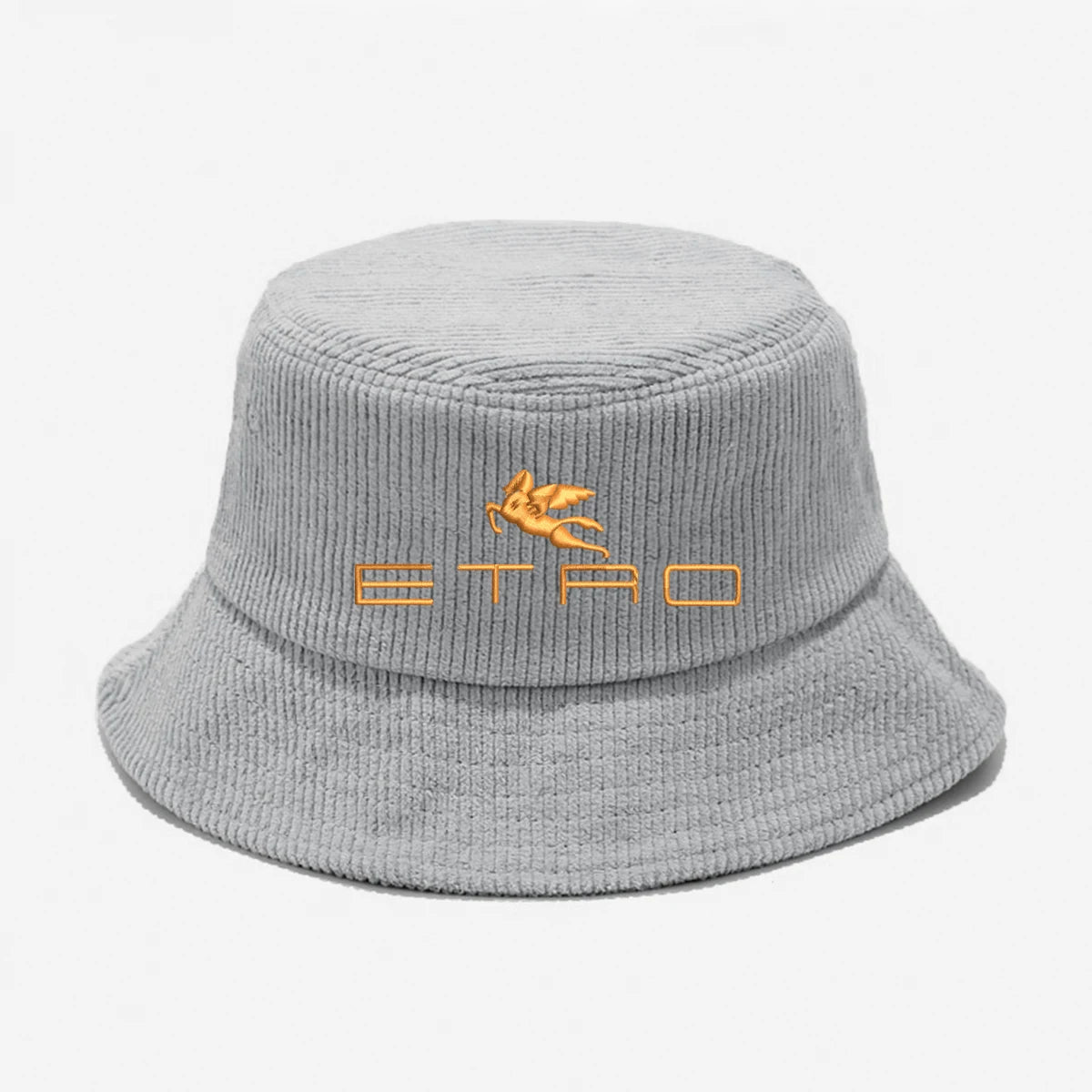 'E' Embroidery Corduroy Bucket Hat Breathable Sun Hat Unisex Fisherman Cap For Men & Women