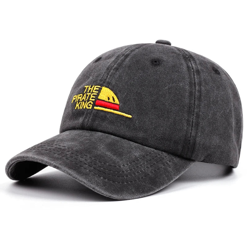 The Pirate King Letter Embroidery Vintage Distressed Baseball Caps