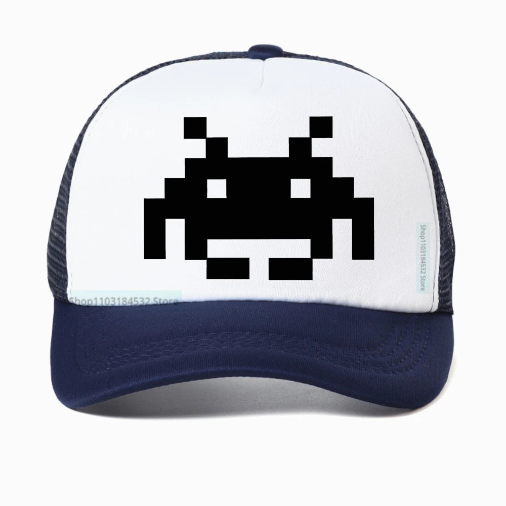 Don't Invade My Space Newest Space Invaders Arcade Mesh Breathable Baseball Cap