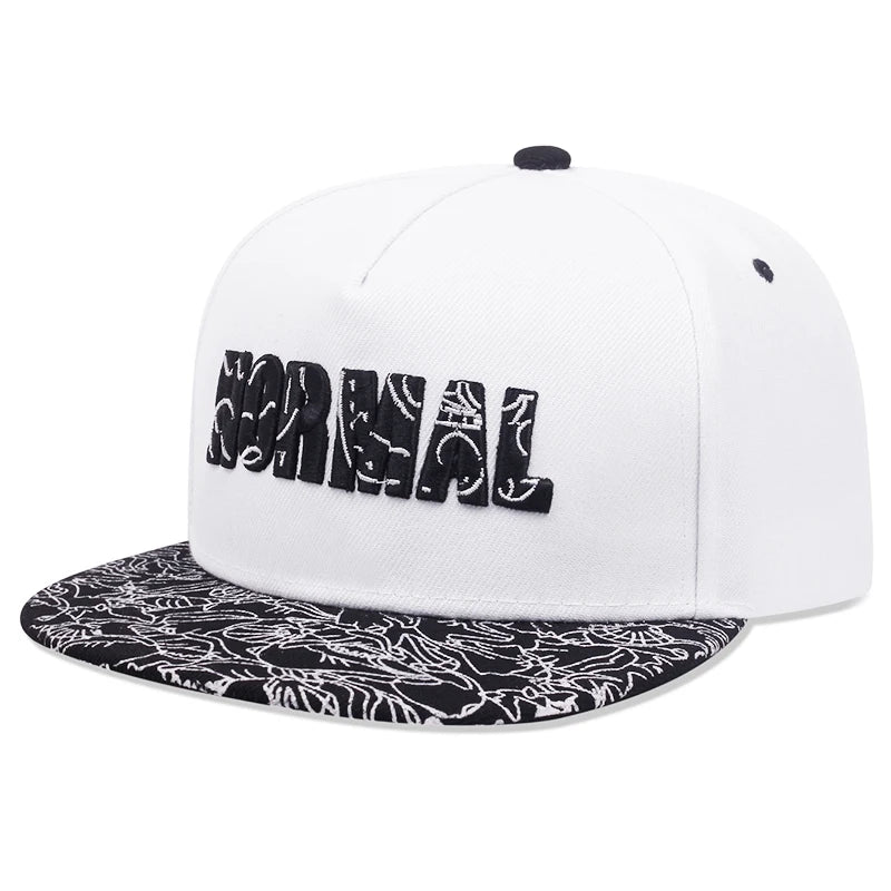 Trendy NORMAL Embroidered Pattern Flat Edge Hat Fashionable Men's Hip Hop Hat Women's Snapback Cap
