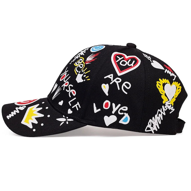 Unisex GLetter Printing Graffiti Baseball Caps