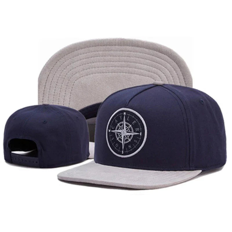 Fashion Compass Embroidery Button Duck Tongue Hat