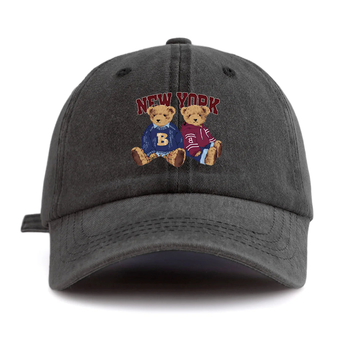 Bear Duo Print Washed Baseball Cap