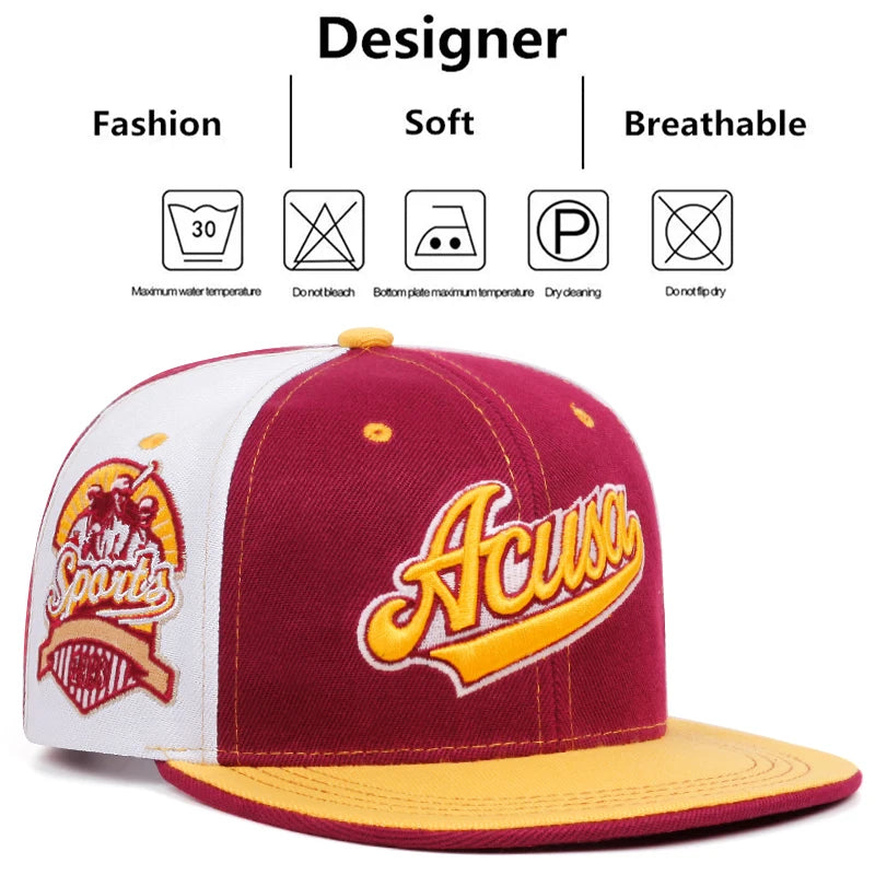 Fashion Acusa Embroidered Men's Color Block Cap Hip Hop Hat Snapback Caps
