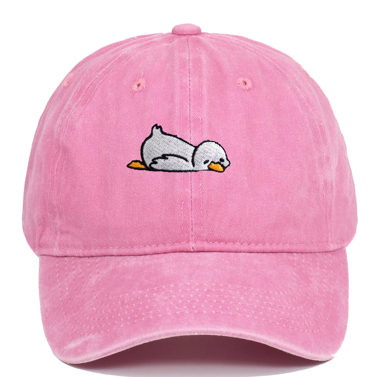 Cute Lazy Duck Washed Embroidery Baseball Hats