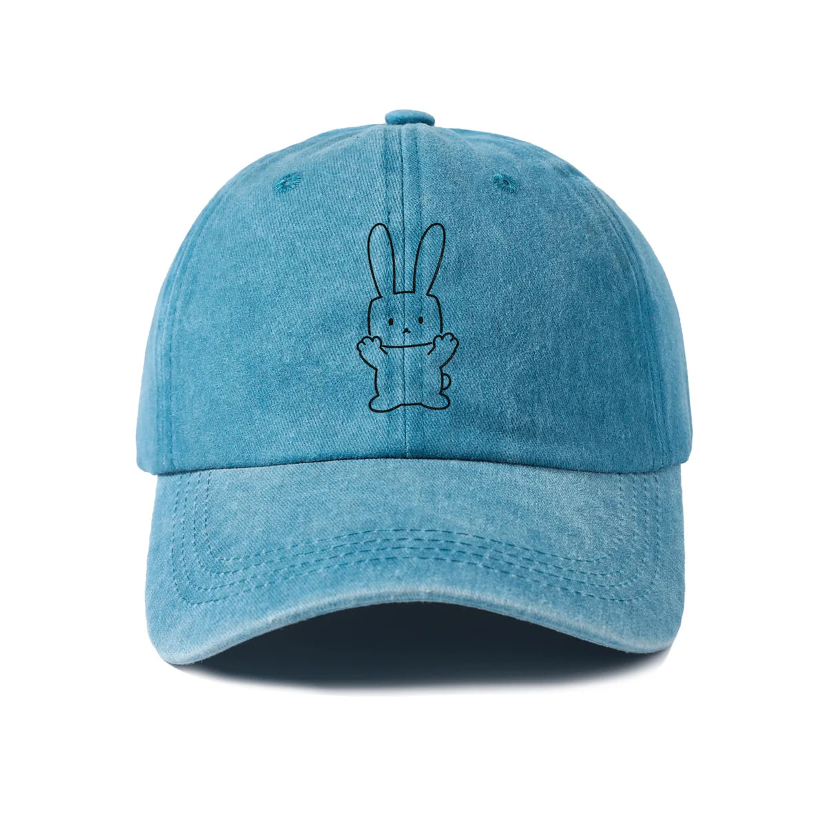 Rabbit Peace Sign Washed Baseball Cap