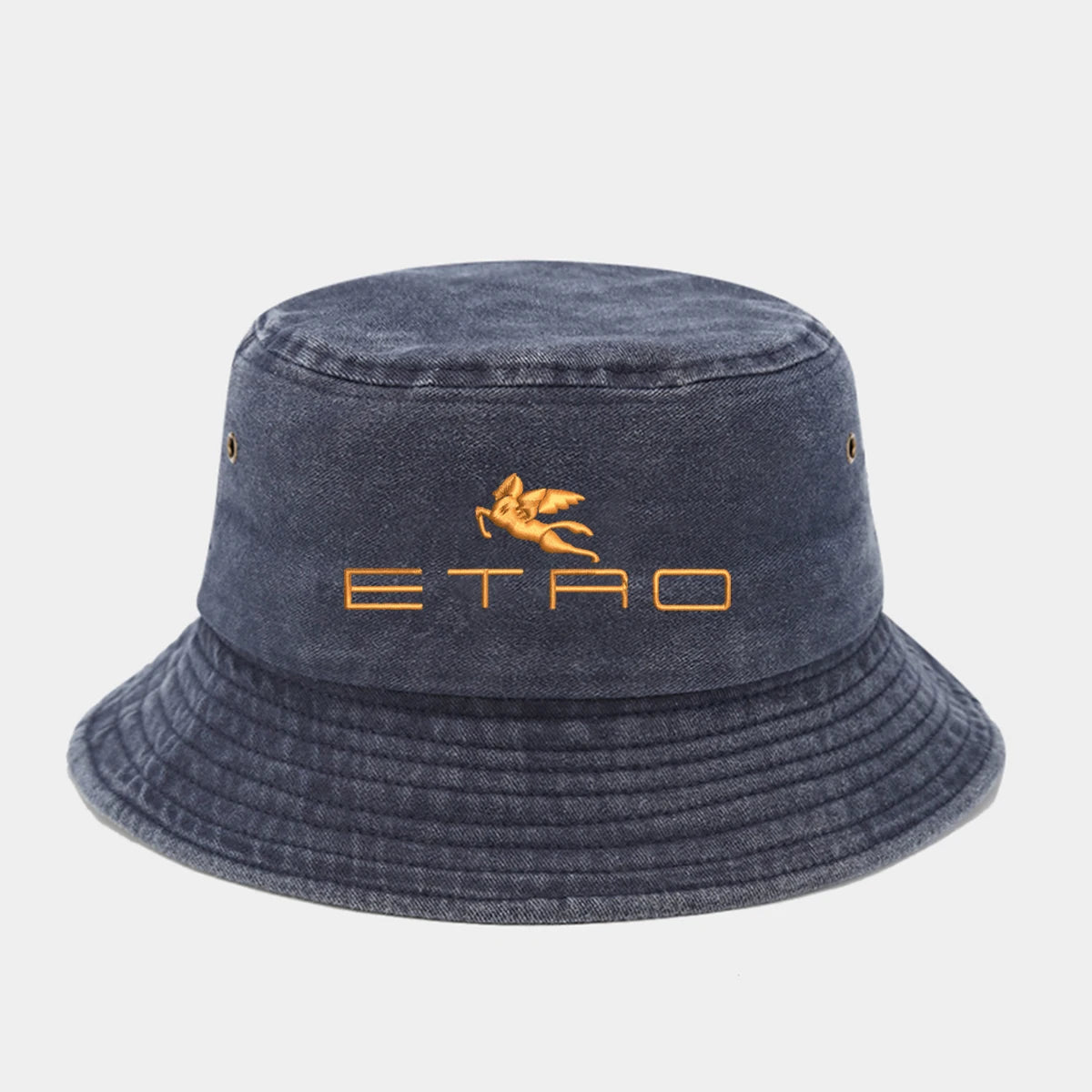 'E.T.R.O' Washed Retro Sunshade Embroidered Fisherman Hat Bucket Hat