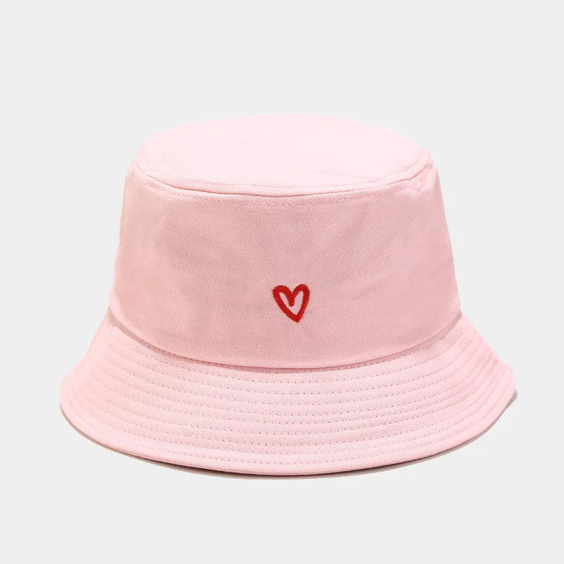 Love Embroidery Cotton Bucket Hat For Men And Women Beach
