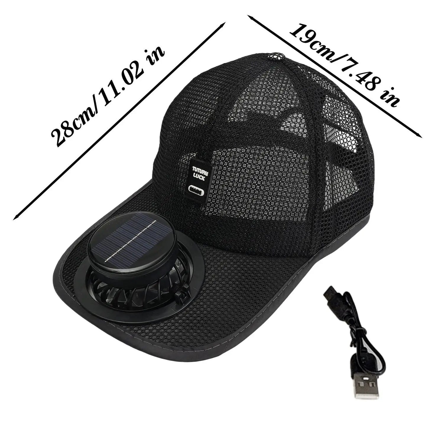Summer Breathable Mesh Cap Solar Fan Cap Baseball Cap