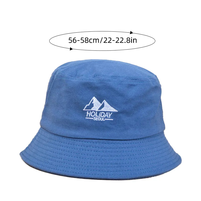 Embroidery Cotton Bucket Hat For Men Women Outdoor Travel