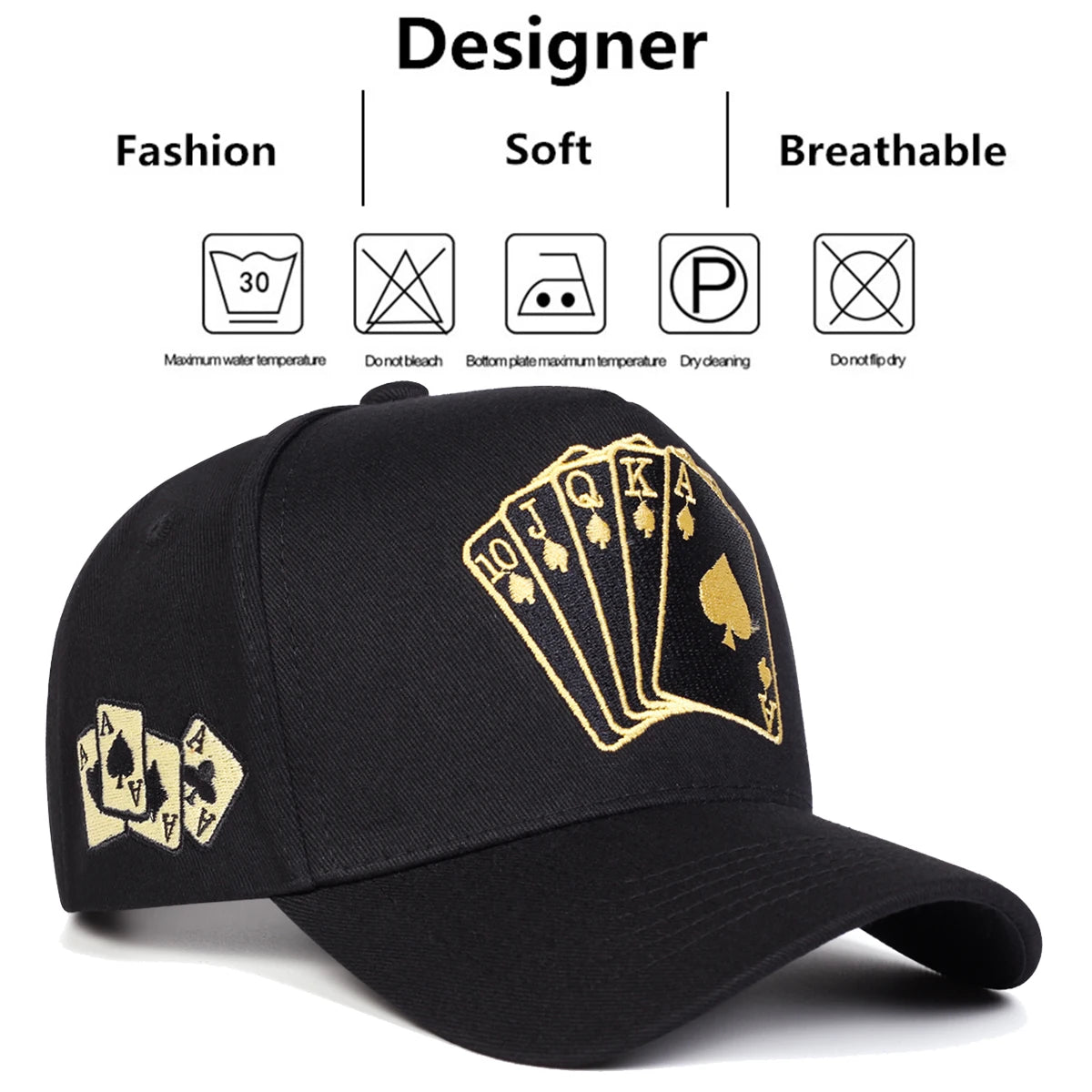 Unisex Poker Embroidery Baseball Caps