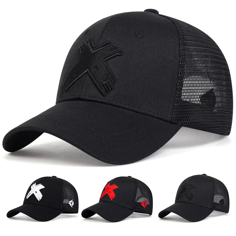 Unisex X Letter Embroidery Baseball Caps Sunscreen Hat Sports Golf Cap