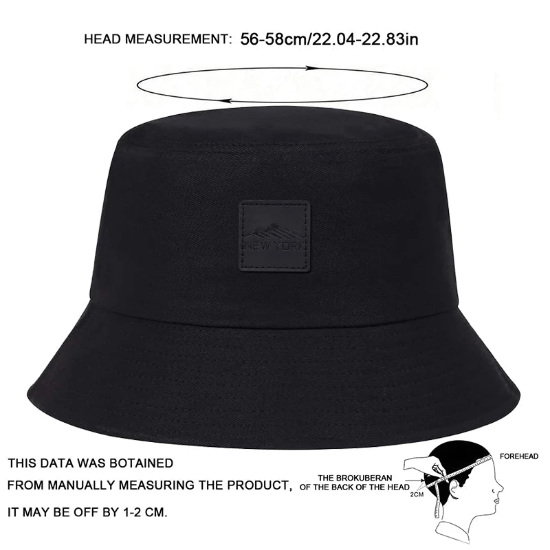 Unisex New York Leather Label Personality Bucket Hats Fishermen Caps
