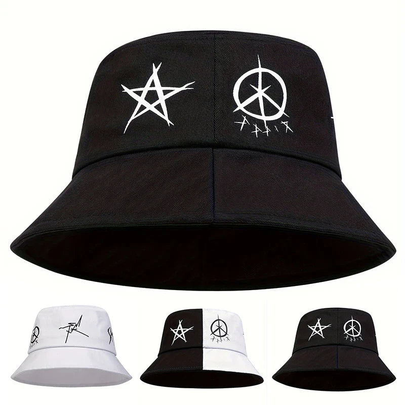Eyes Graffiti Printed Fisherman Hat Outdoor Fishing Sun Hat