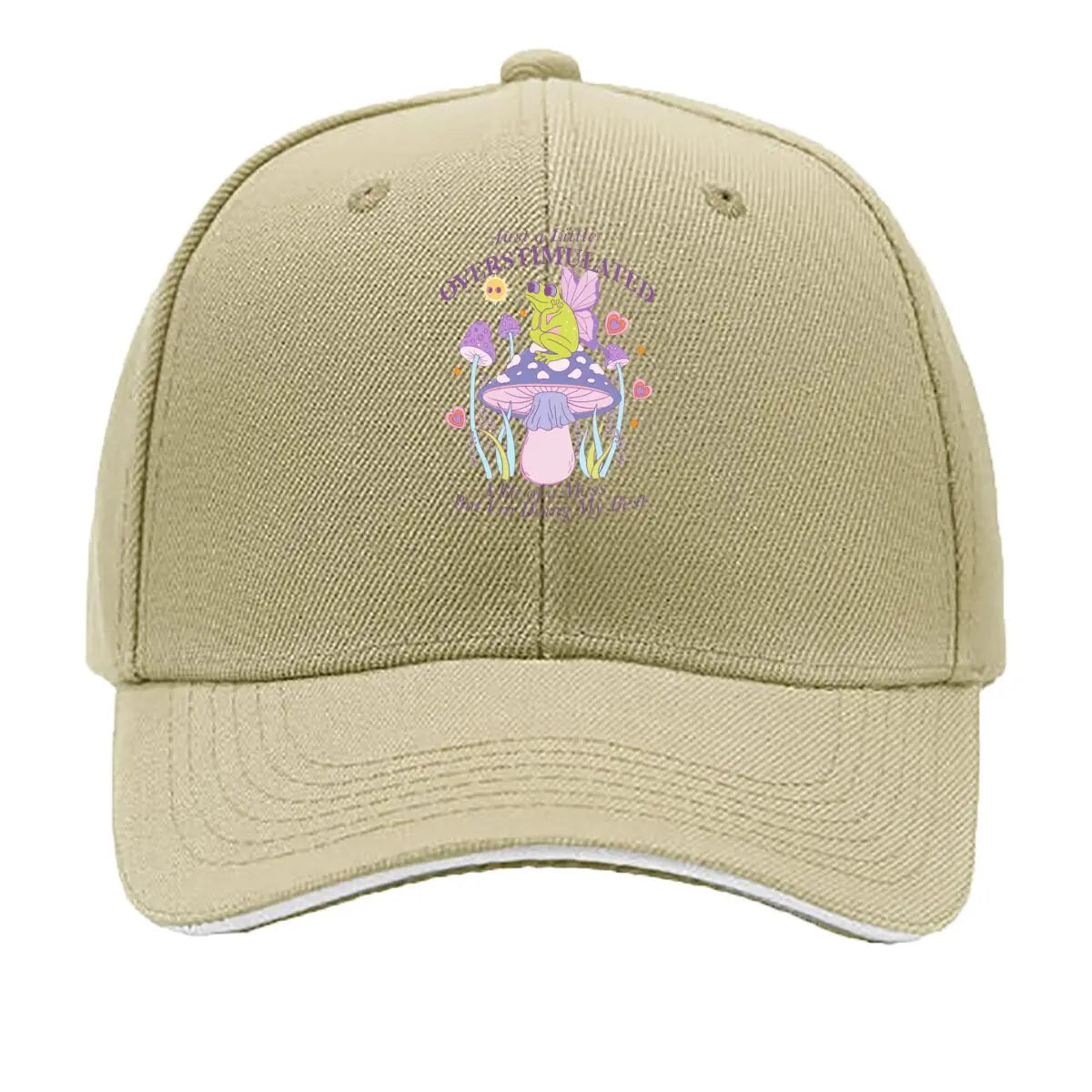 Just A Little Overstimulated Frog Mushroom Doing My Best Sandwich Baseball Cap