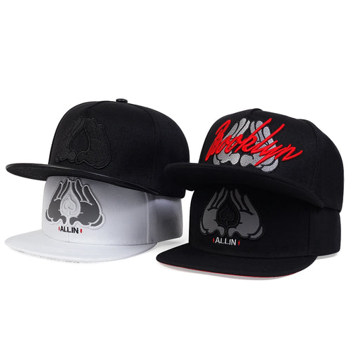 Fashion ALL IN Embroidery Baseball Cap Brooklyn Black Snapback Hat For Men Women Cap Bone