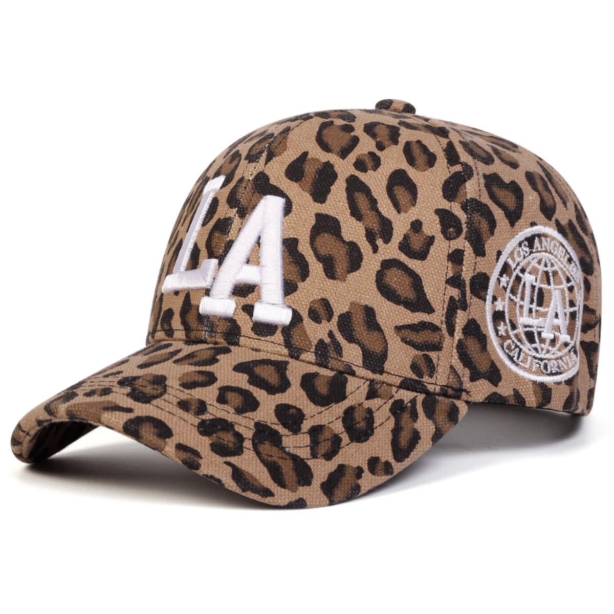 Unisex La Letter Embroidery Leopard Print Baseball Caps