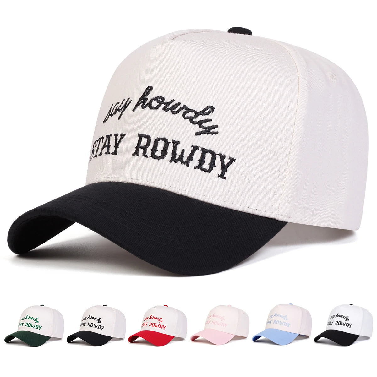 Unisex STAY ROWDY Letter Embroidery Baseball Caps Hip Hop Hat Sunscreen Hat