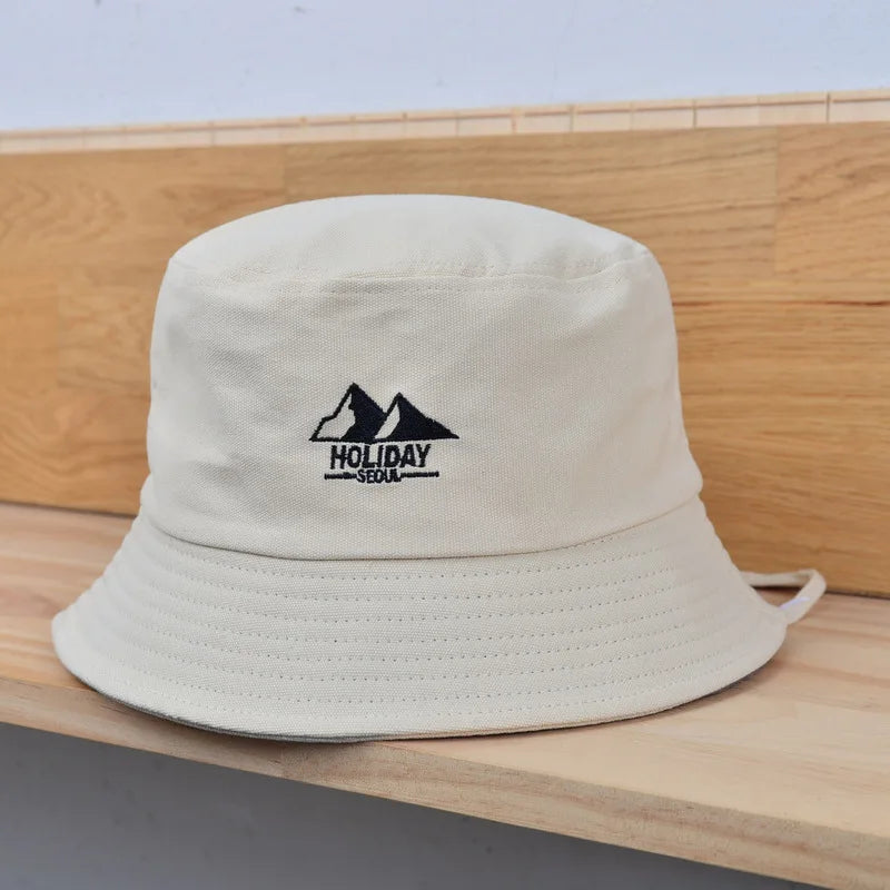 Embroidery Cotton Bucket Hat For Men Women Outdoor Travel