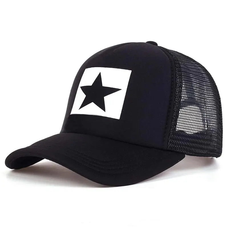 Five-Pointed Star Printed Baseball Net Caps Spring And Summer