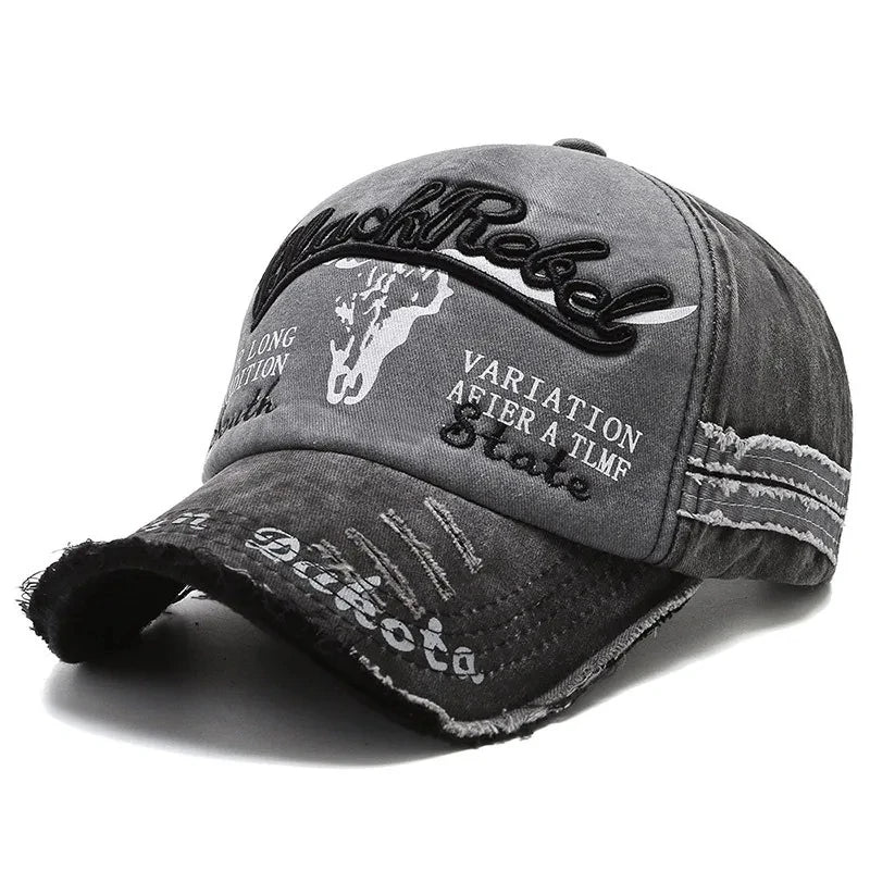 Unisex Washed Cotton Vintage Cap Letter Embroidery Baseball Cap