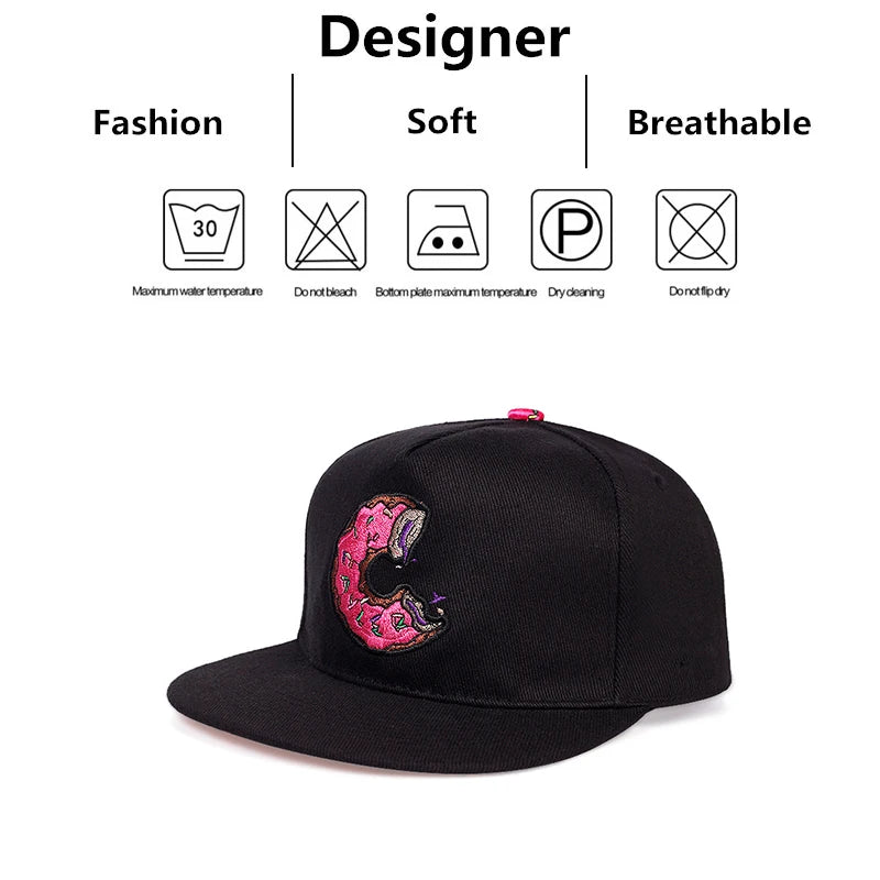 Unisex Doughnut Embroidery Hip-Hop Hats Snapback Caps Baseball Caps