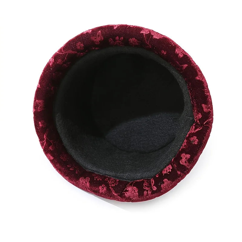Elegant Floral Printed Women's Bucket Hat With Butterfly Buckle