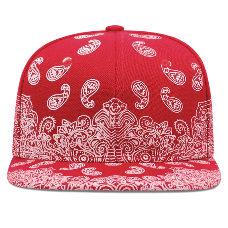 Men's Fashion Hip Hop Vintage Adjustable Cap Cashew Nut Flower Label Snapback Cap
