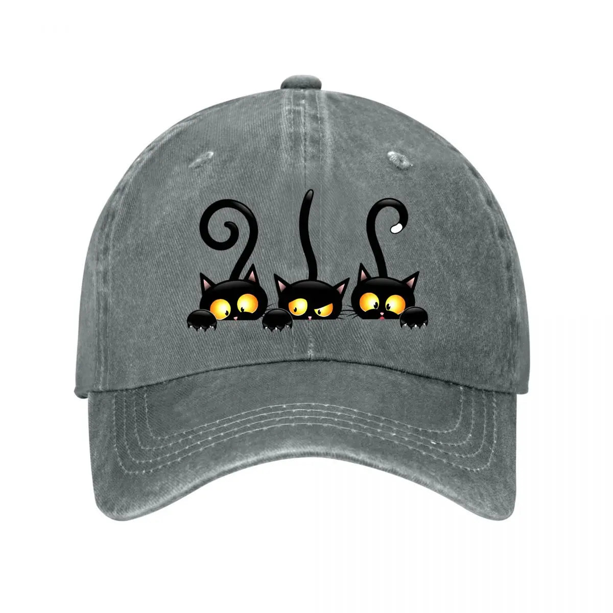 Halloween Black Cats Yellow Eyes Claws New Vintage Washed Cotton Baseball Cap