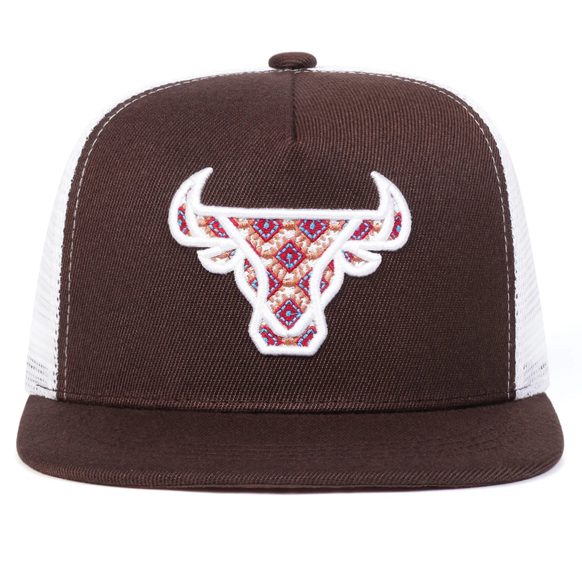 Unisex Ox Head Embroidery Hip-hop Net Hats Snapback Caps