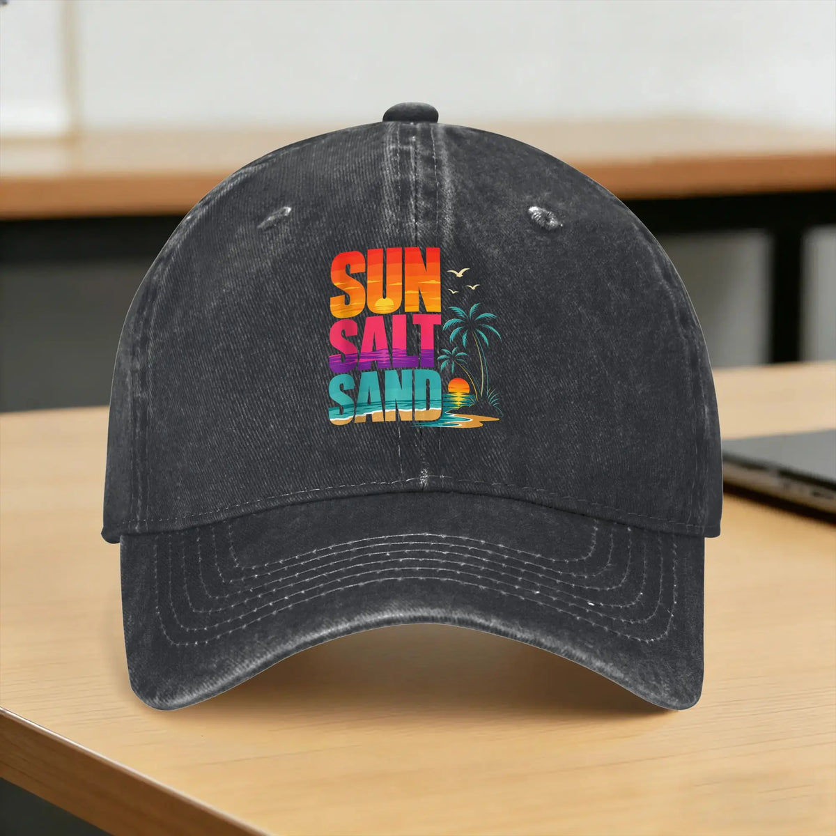 Baseball Cap Funny Sun Salt Sand Vacation Beach Vintage 70s Retro Cute Summer