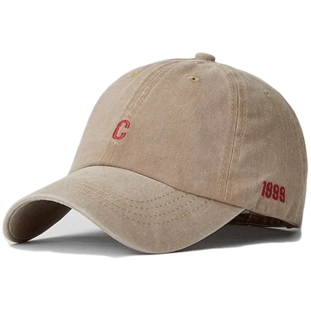 Unisex Washed Cotton Cap Letter C Embroidery Baseball Cap For Men Women