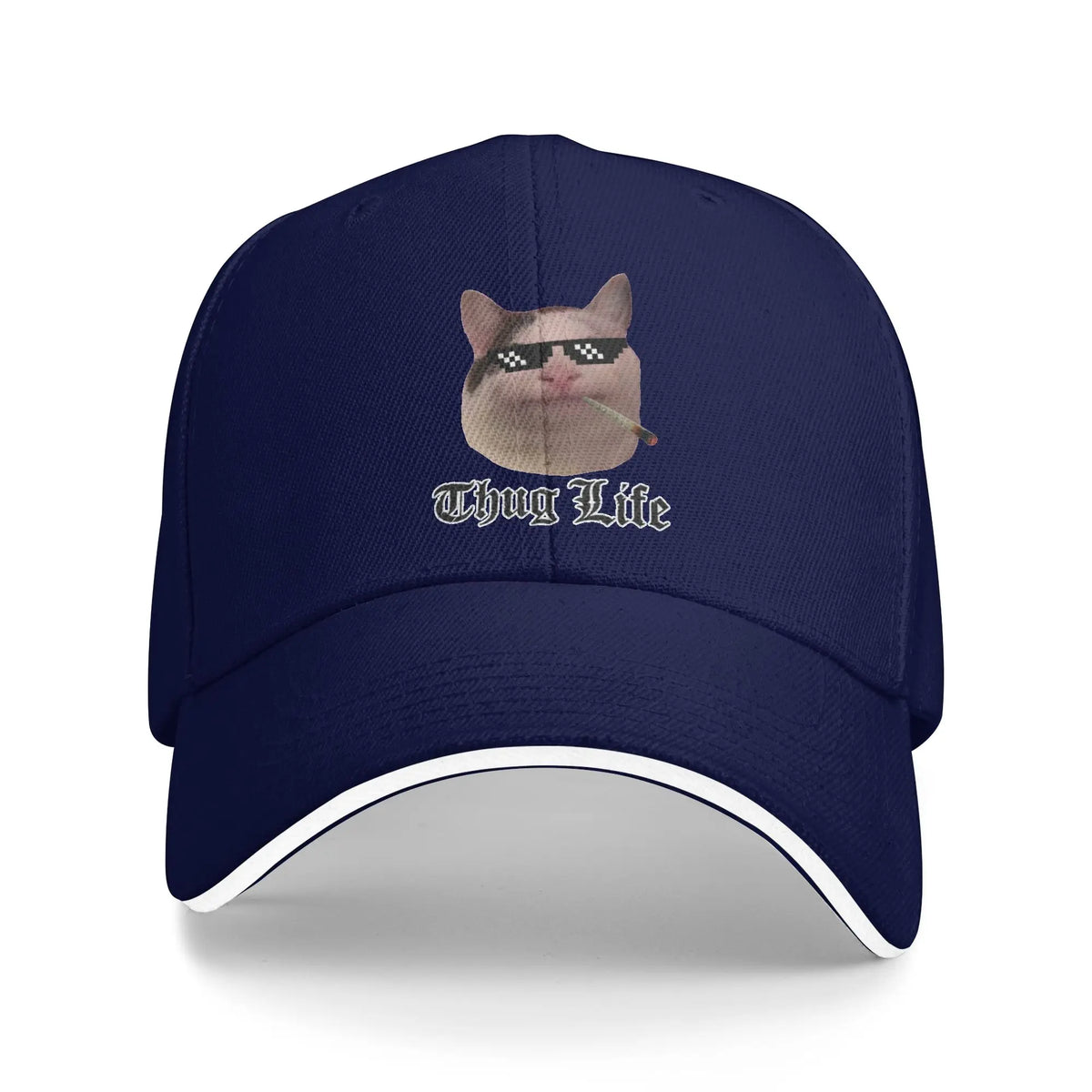 Thug Life Smiling Beluga Cat Sandwich Cap Unisex Curved Baseball Cap