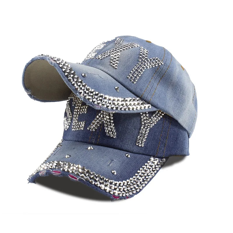 Vintage Denim Baseball Cap With For Women