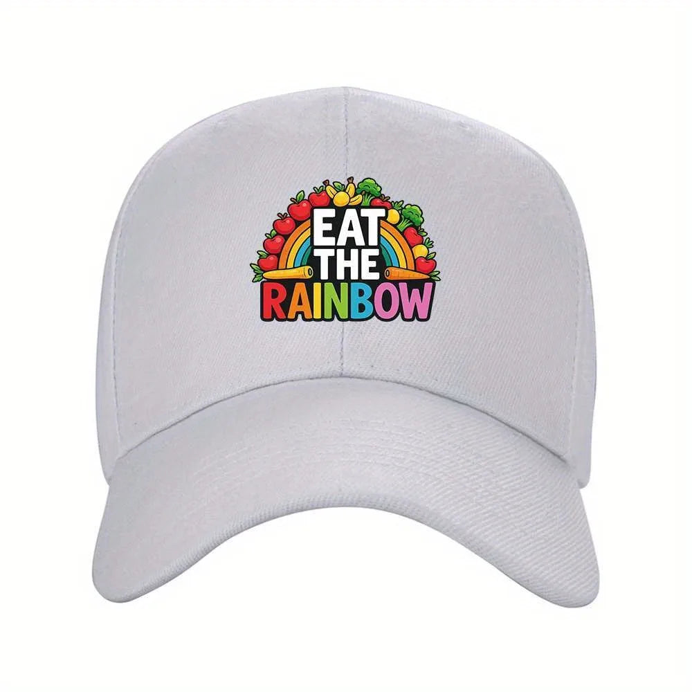 Eat The Rainbow Vegetables Fruits Graphic Baseball Cap