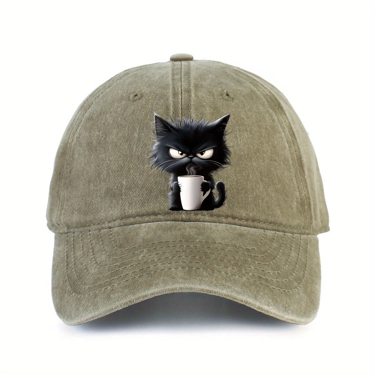 Coffee Cat Printed Baseball Hat Fashionable Men's and Women's Decoration
