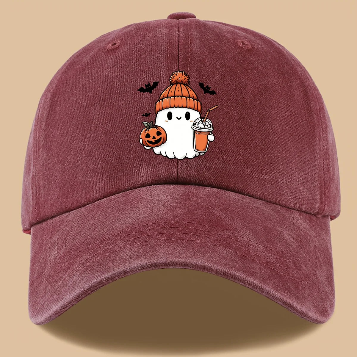 Baseball Cap Cute Ghost Pumpkin Milk Tea
