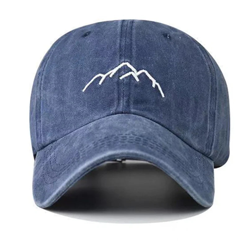Unisex Washed Cotton Cap Mountain Embroidery Vintage Baseball Cap