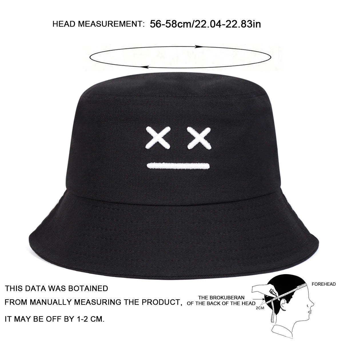 Unisex XX Smiling Face Embroidery Personality Bucket Hats