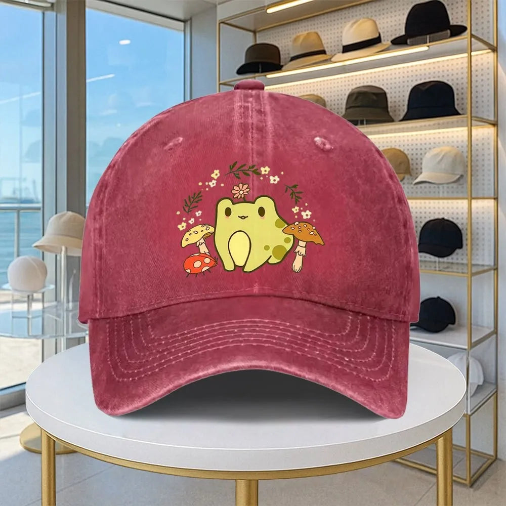Frog Mushroom Floral Baseball Cap