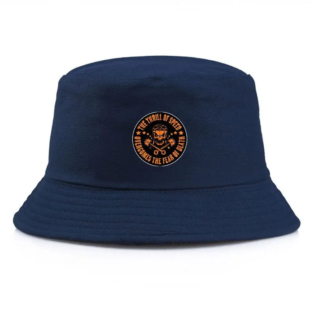 Black Summer Bucket Hat With Skull Print Fishing Cap For Men Women