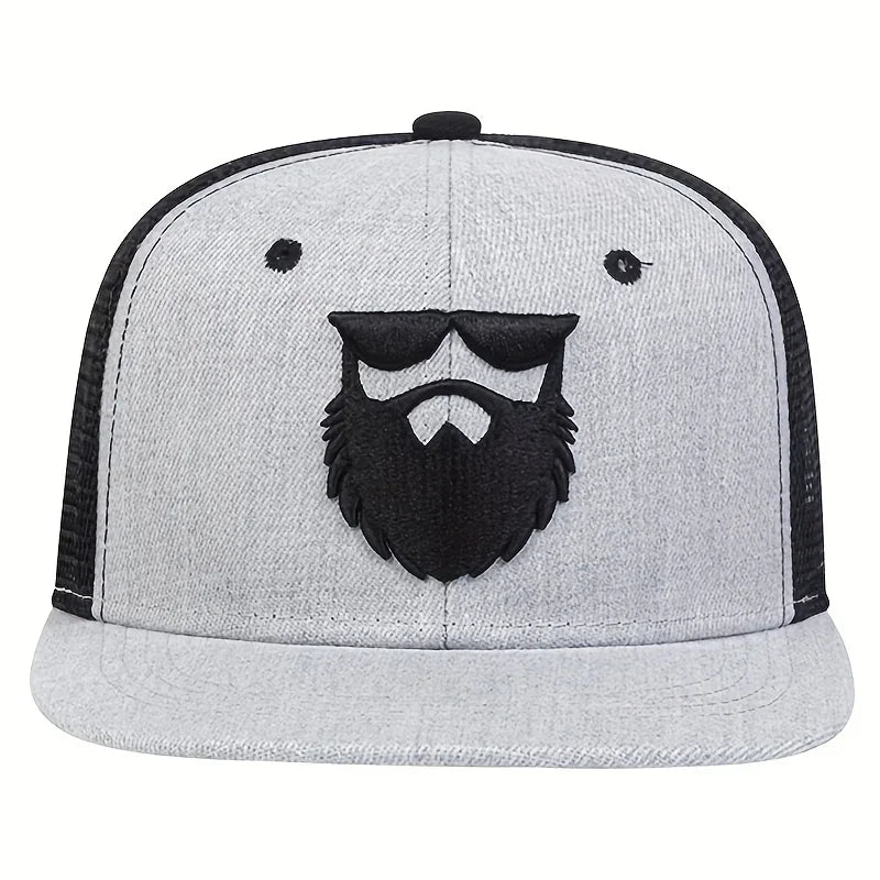 Unisex Uncle Beard Embroidery Hip-hop Net Hats